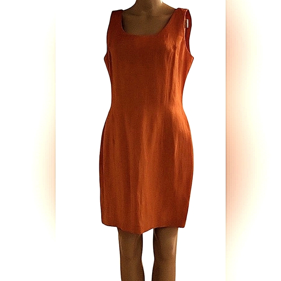 Vintage Linen-blend Farouche Lori Weidner Dress-Suit / Sz 8 / Orange, Rust-Brown - Picture 7 of 16